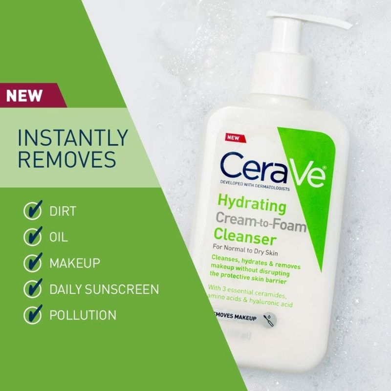 SỮA RỬA MẶT TẨY TRANG CERAVE HYDRATING CREAM-TO-FOAM CLEANSER 355ML