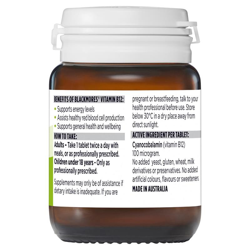 Viên uống Blackmores Vitamin B12 Energy Support 75 viên, giúp tăng cường sức đề kháng