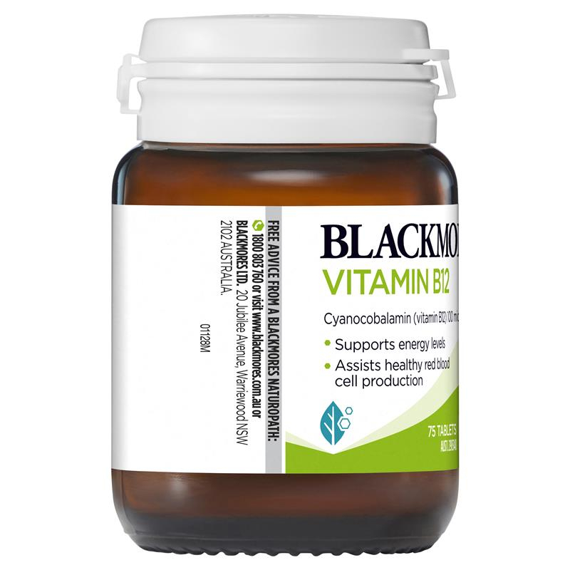 Viên uống Blackmores Vitamin B12 Energy Support 75 viên, giúp tăng cường sức đề kháng
