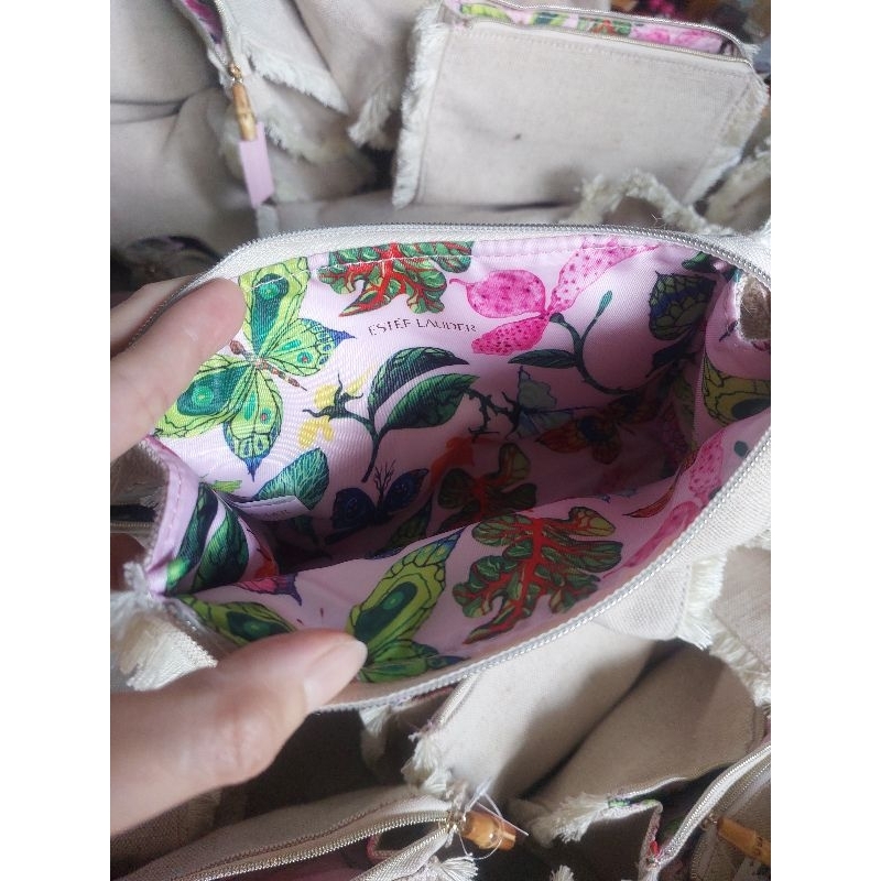 Túi đựng mỹ phẩm Estee Lauder vải bố vintage 19×11×6