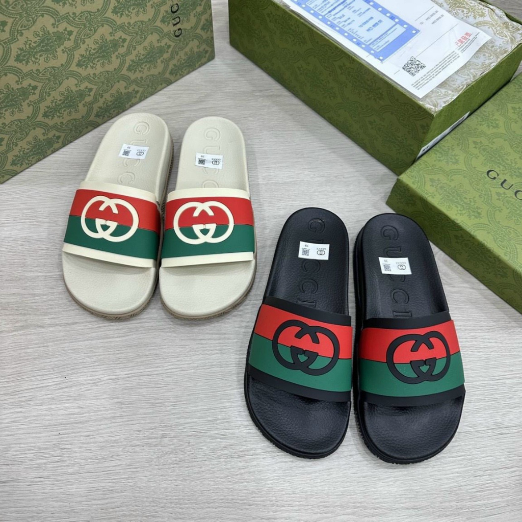 Dép gc nam dép lê quai ngang gucci xanh đỏ đế cao su new 2023