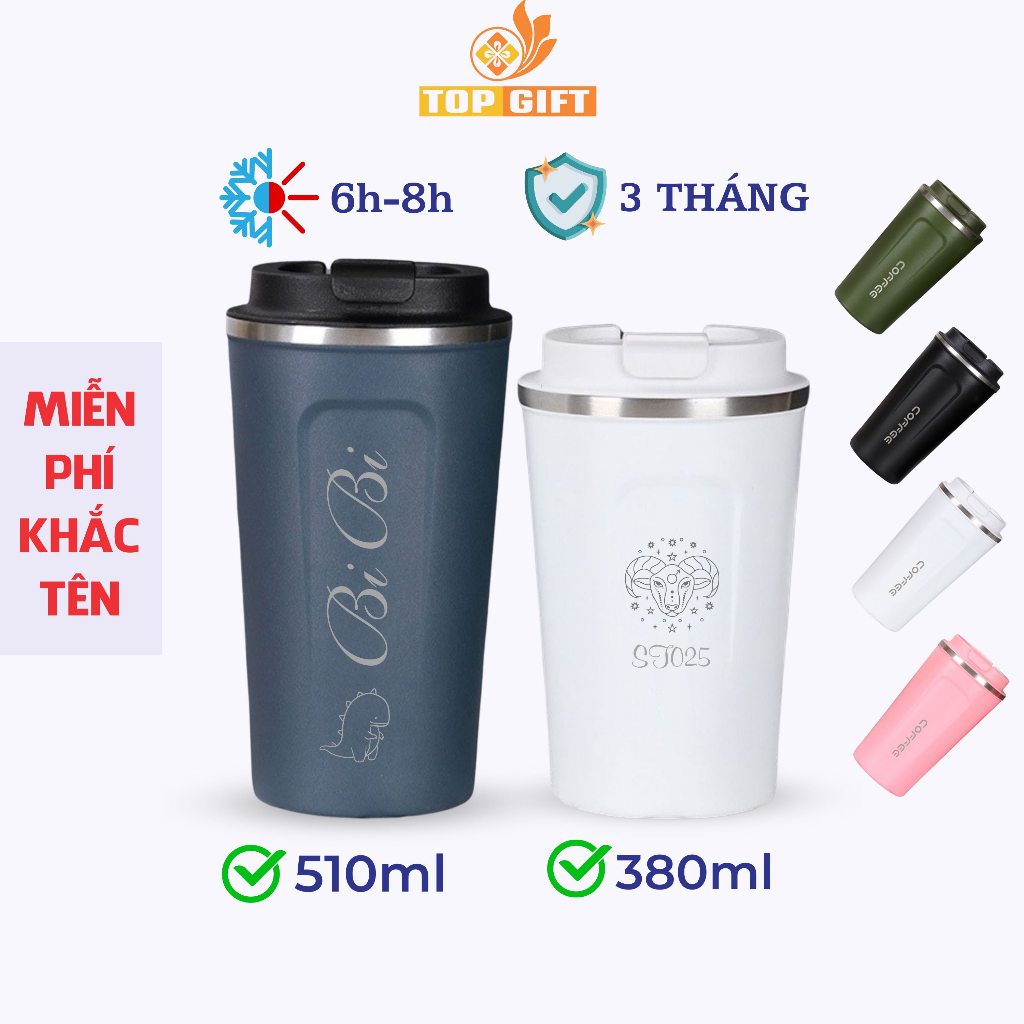 Ly giữ nhiệt Coffee Holic khắc tên theo yêu cầu TopGift LGN005 - Cốc giữ nhiệt Chính hãng SUS 304 an toàn sức khỏe | BigBuy360 - bigbuy360.vn