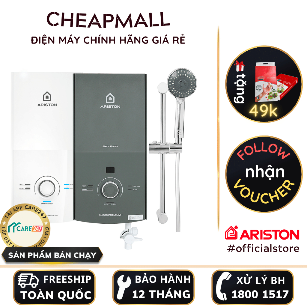 Máy nước nóng trực tiếp Ariston Aures Premium 4.5P - Ariston Aures Premium 4.5 - CheapMall