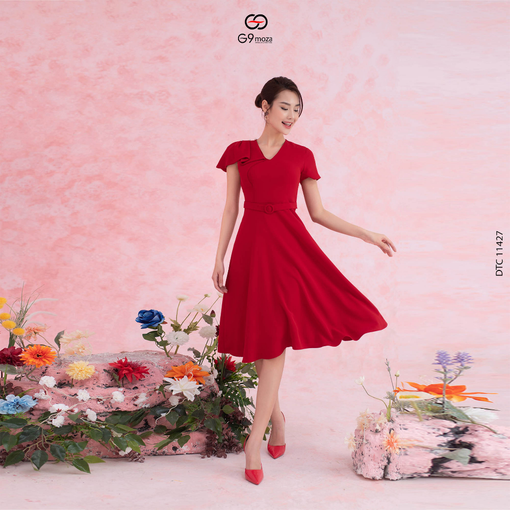 Đầm tay cộc G9Moza 11427 Chất liệu thô hàn cao cấp, mềm mịn, kiểu dáng trẻ trung, thanh lịch.