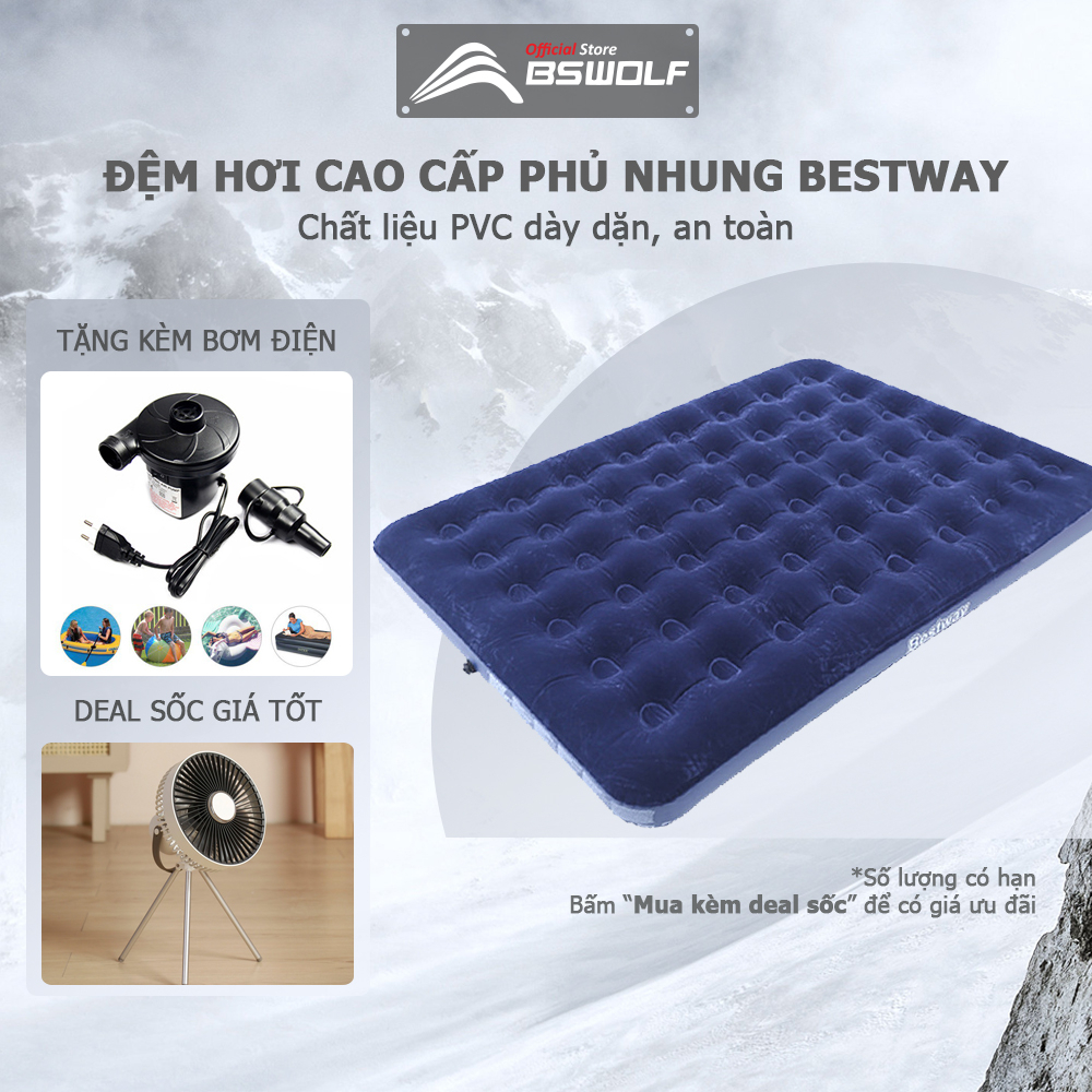Đệm Hơi Nệm Hơi Bestway Cao Cấp Dùng Du Lịch Dã Ngoại Văn Phòng Tiện Lợi Dễ Sử Dụng Kèm Bơm Điện