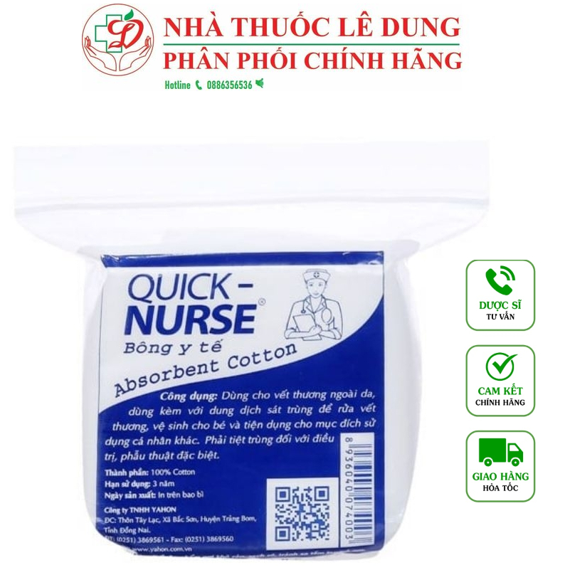 [CHÍNH HÃNG]✓BÔNG Y TẾ QUICK NURSE 25-100g