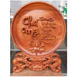 Tranh đĩa phong thủy-Tranh đĩa gỗ hương Cha Mẹ nhiều kích thước