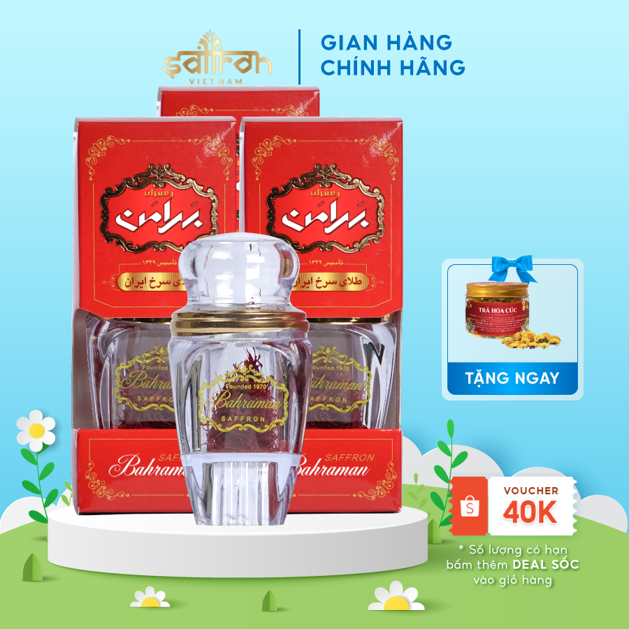 Nhụy Hoa Nghệ Tây Saffron Bahraman 3 hộp 1gram/hộp