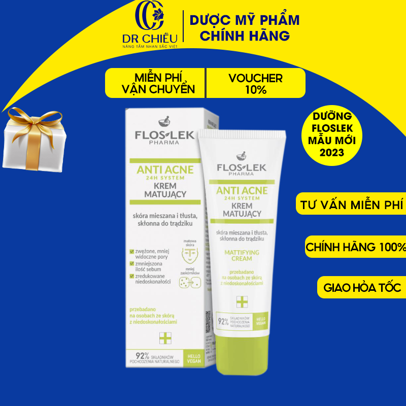 Kem kiểm soát dầu Floslek Anti Acne Mattifying Cream - Kem dưỡng Floslek