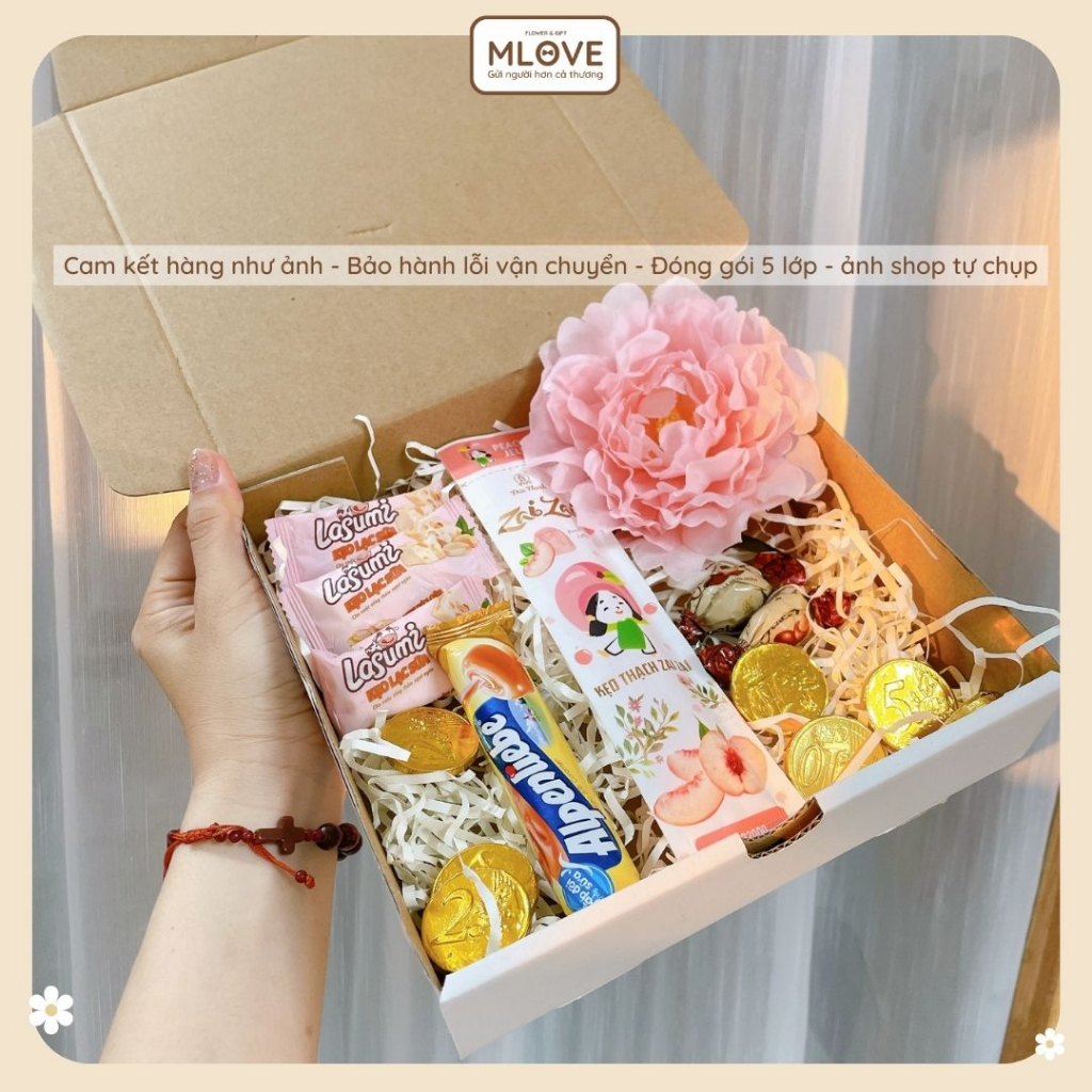 (Giảm giá) Hộp Quà tặng 1/6 tặng thiếu nhi có sẵn kẹo  - hộp quà nhiều màu sắc siêu đẹp hộp quà kèm hoa