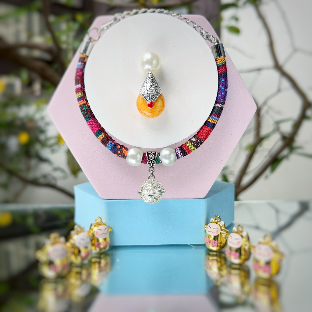 Vòng cổ cho mèo, vòng cho Chó Mèo,mã petmio 2,vòng handmade Shop Tự Thiết kế cute cao cấp,có chuông,không sợ nước