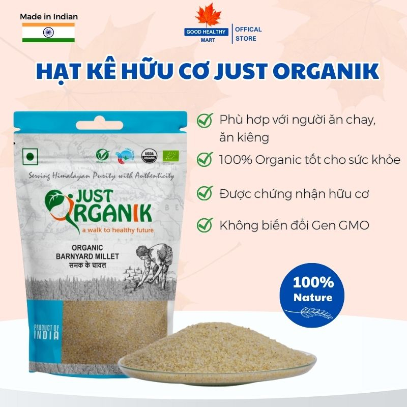 Hạt kê Hữu Cơ Tách Vỏ Just Organik Dẻo Mịn Sánh Dinh Dưỡng Cho Bé Ăn Dặm Người Ăn Kiêng 500g