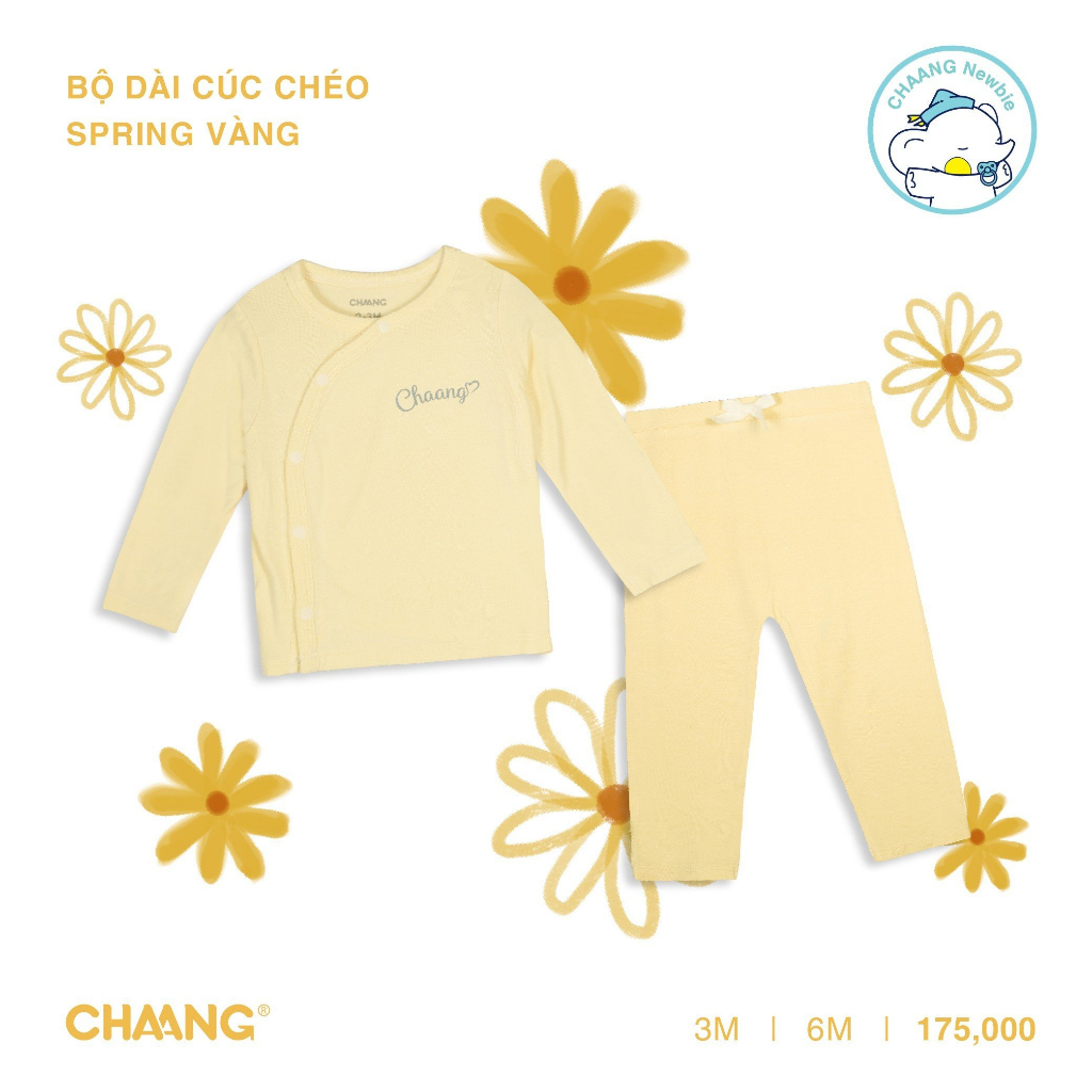 Bộ dài cúc chéo cotton cho bé sơ sinh Chaang Spring