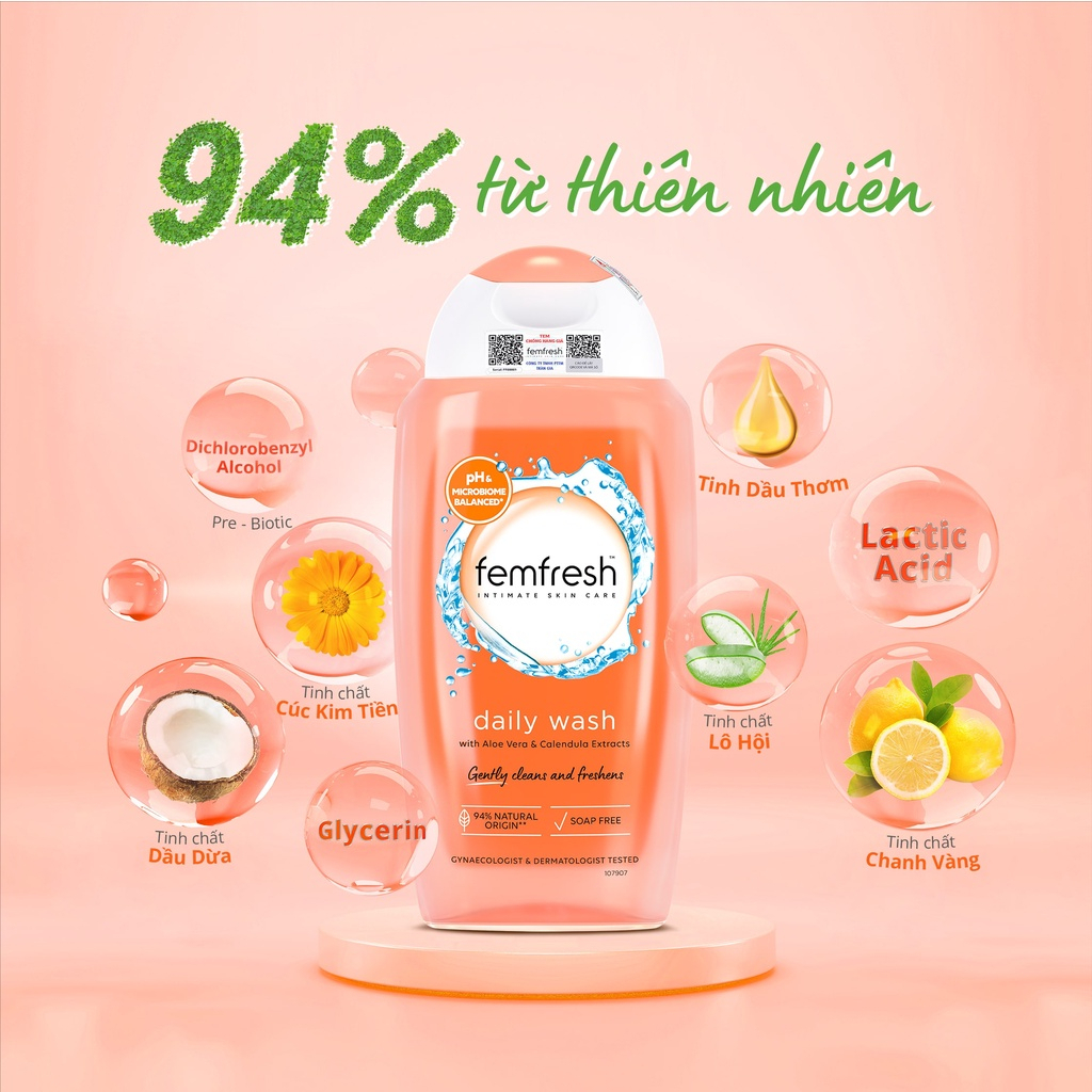 Combo Tươi Mát Ngày Dài Cho Vùng Kín,DDVS Femfresh Daily Intimate Wash & Xịt Thơm Mát Femfresh Deodorant Active