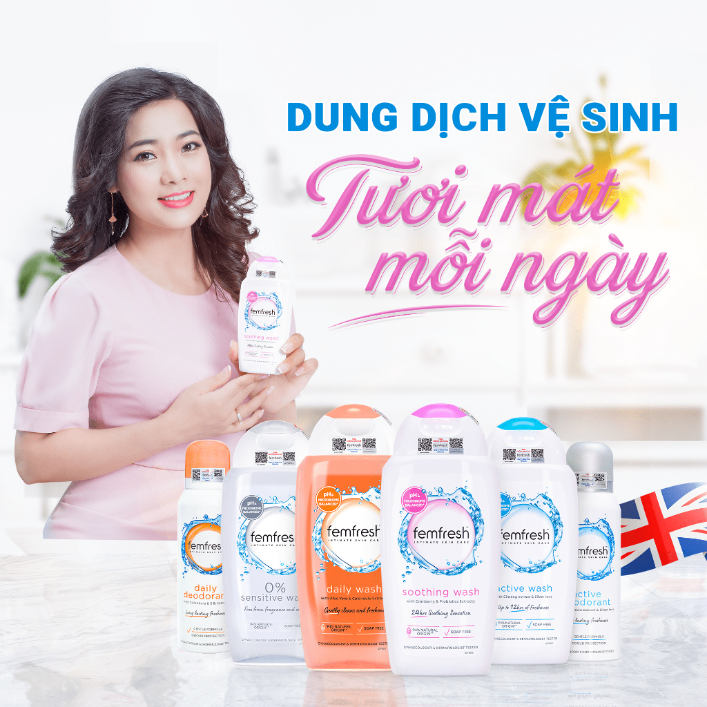 Combo Tươi Mát Ngày Dài Cho Vùng Kín,DDVS Femfresh Daily Intimate Wash & Xịt Thơm Mát Femfresh Deodorant Active