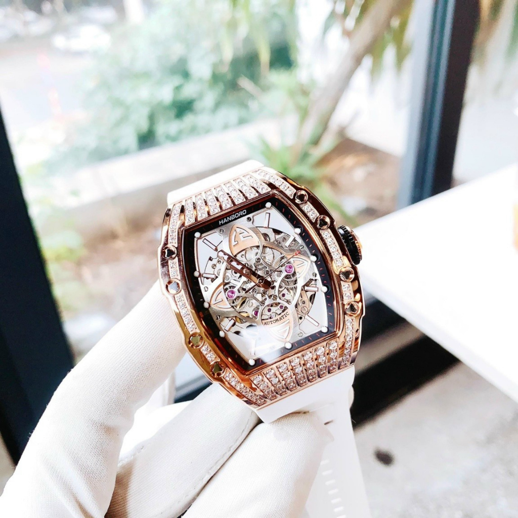 Đông Hồ Nam Hanboro,Chính Hãng,Máy Cơ Tự Động,Size:44mm.Trẻ Trung-Năng Động-Cá Tính