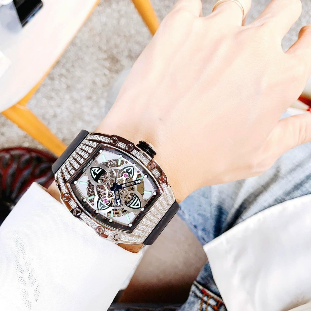 Đông Hồ Nam Hanboro,Chính Hãng,Máy Cơ Tự Động,Size:44mm.Trẻ Trung-Năng Động-Cá Tính