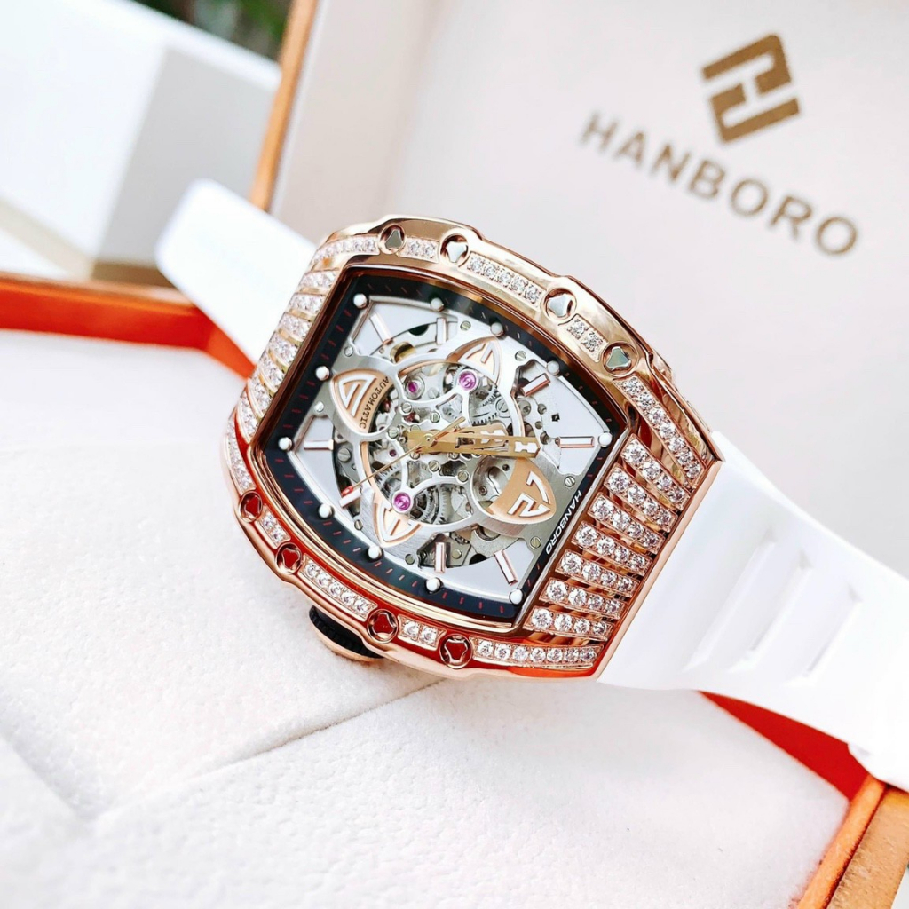 Đông Hồ Nam Hanboro,Chính Hãng,Máy Cơ Tự Động,Size:44mm.Trẻ Trung-Năng Động-Cá Tính
