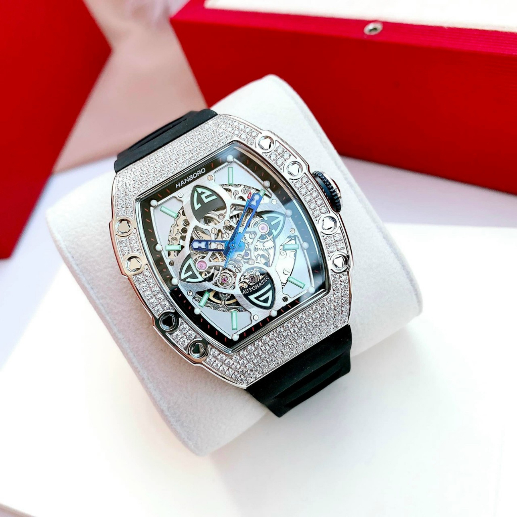Đông Hồ Nam Hanboro,Chính Hãng,Máy Cơ Tự Động,Size:44mm.Trẻ Trung-Năng Động-Cá Tính
