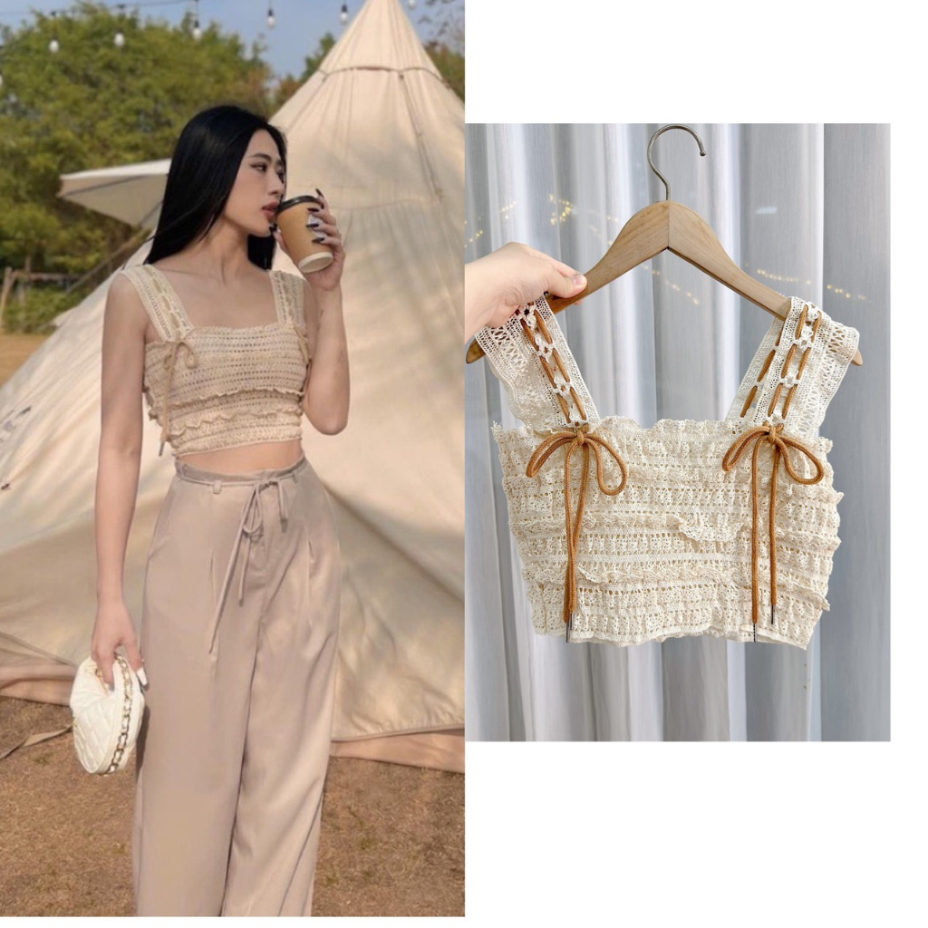 Áo ren sợi 2 dây siêu hot Mã 826 Maia.clothes