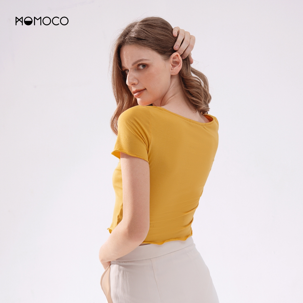 Áo Croptop Nữ Ngắn Tay Cổ Chữ U MOMOCO Chất Liệu Cotton Co Giãn Thoáng Mát Thiết Kế Dáng Ôm Quyến Rũ M2908