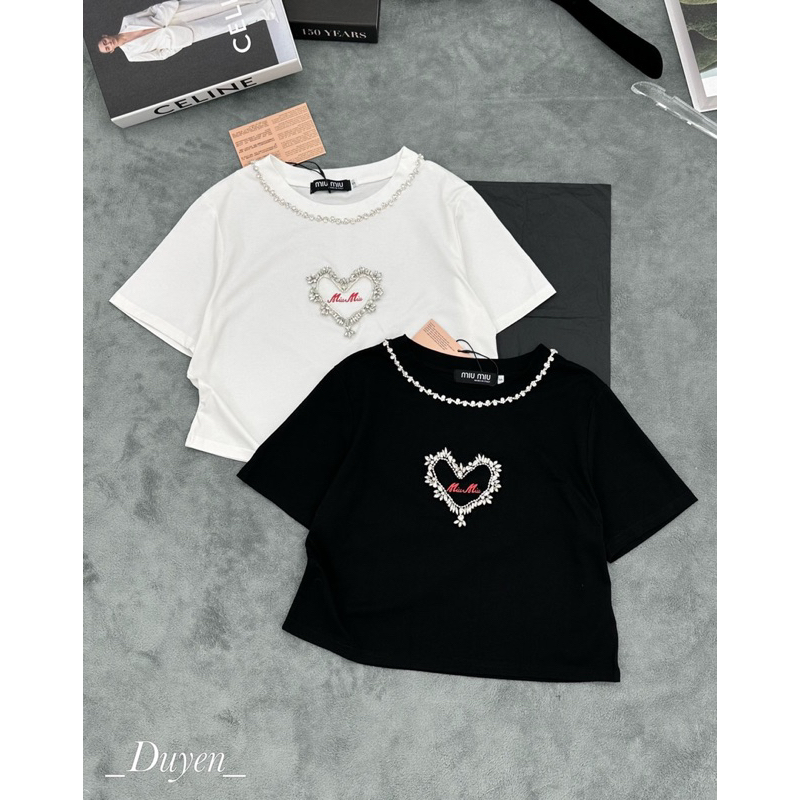 Áo thun croptop miumiu đá cao cấp