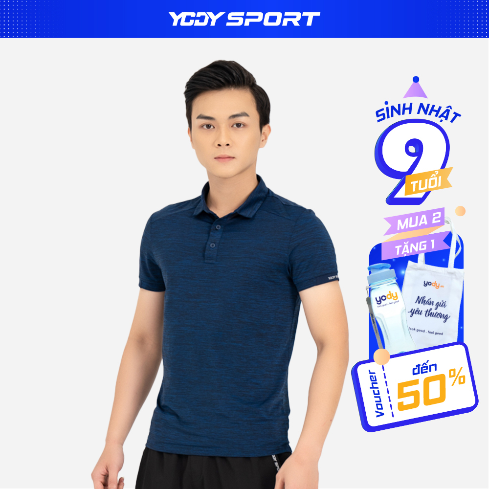 Áo polo thể thao nam YODY in phản quang thoáng mát thấm hút mồ hôi SAM5009