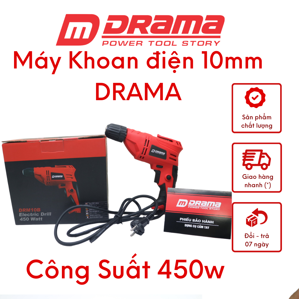 Máy khoan điện đầu 10mm DRAMA cầm tay nhỏ gọn công suất lớn 450W