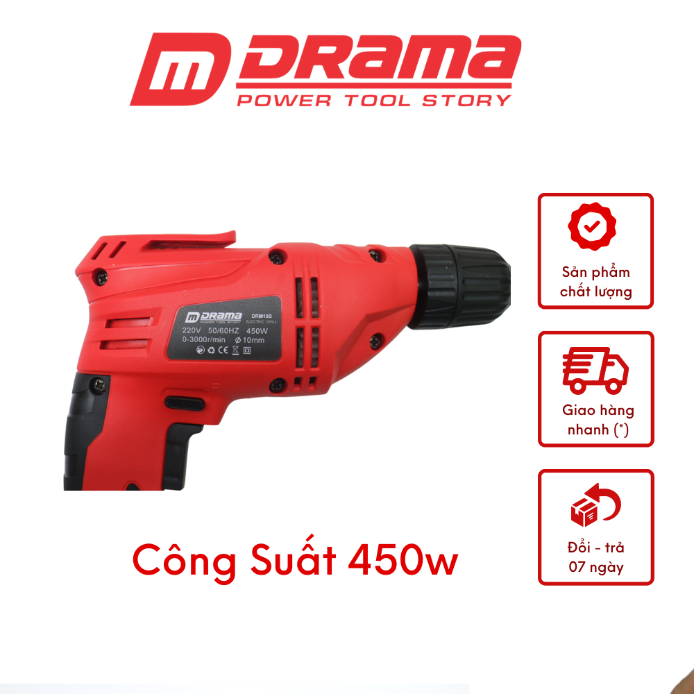 Máy khoan điện đầu 10mm DRAMA cầm tay nhỏ gọn công suất lớn 450W