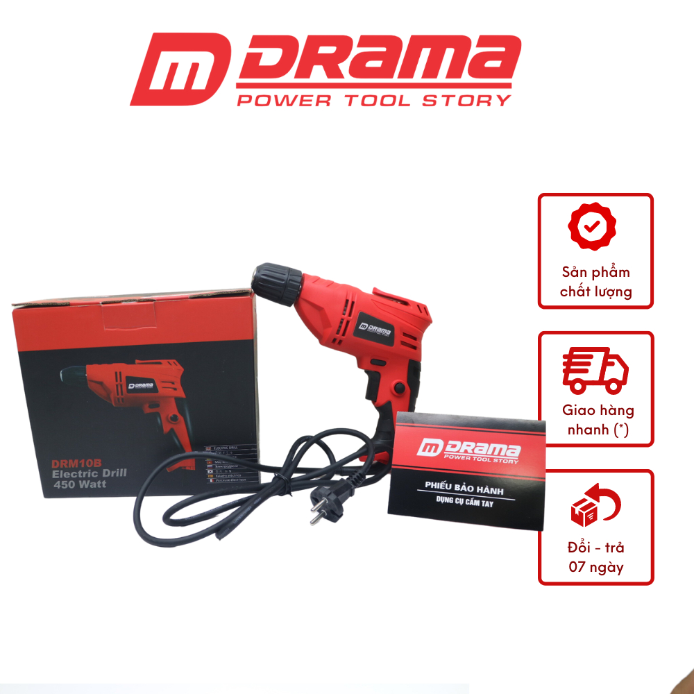 Máy khoan điện đầu 10mm DRAMA cầm tay nhỏ gọn công suất lớn 450W