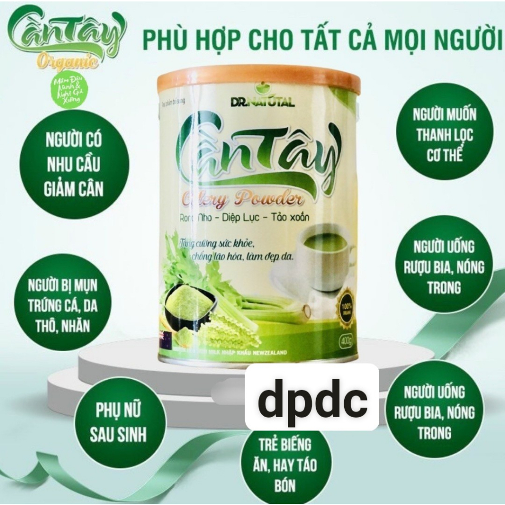 Sữa bột Cần Tây Rong Nho Diệp Lục Tảo Xoăn - Tăng Cường Sức Khỏe, chống lão hóa, làm đẹp da - Hộp 400g