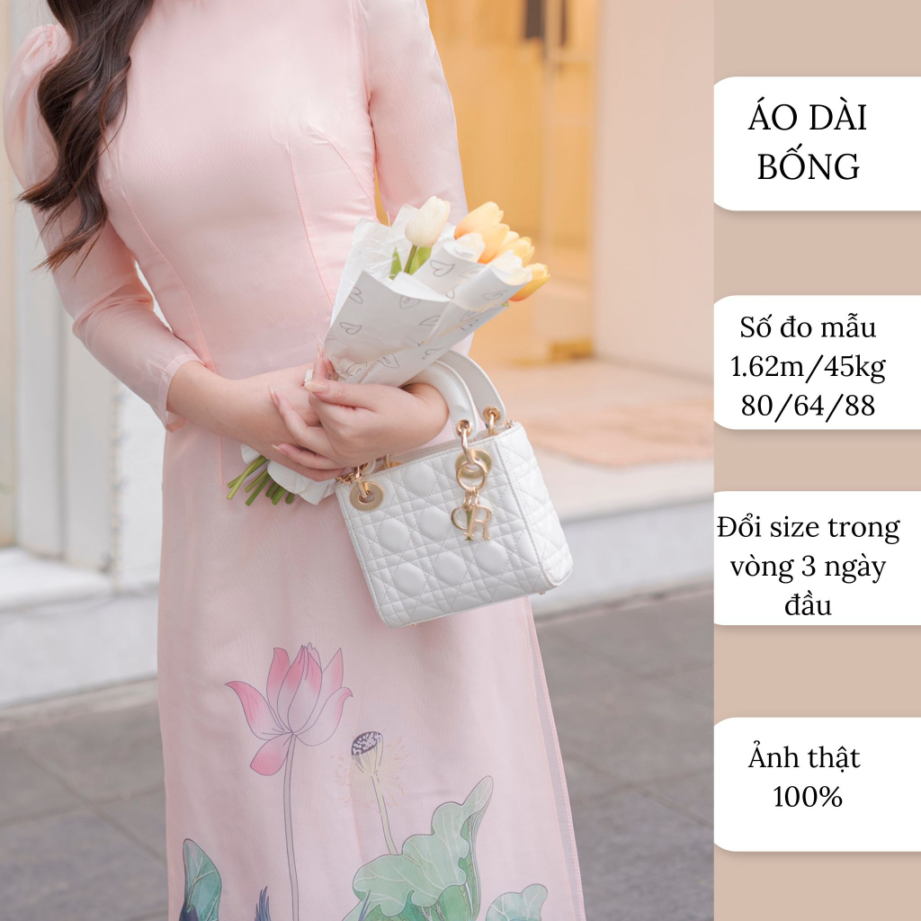Áo dài thiết kế bốn tà kèm quần may sẵn cao cấp