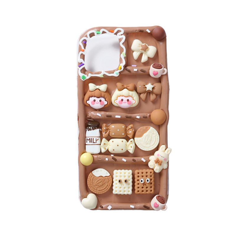 SALE Bộ sticker tự trang trí ốp điện thoại Màu cà phê thỏ gấu kem + keo dán