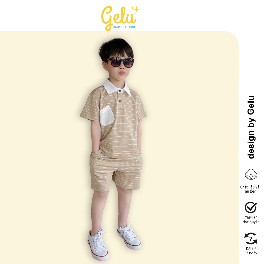 Bộ đồ bé trai Gelu Kids chất liệu mềm mại, thoáng mát thấm hút mồ hôi nhanh đem lại cảm giác dễ chịu thoải mái - GLB101