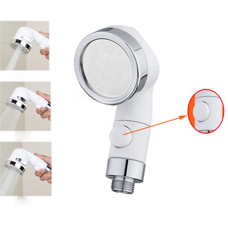 Đầu vòi sen, tay sen tăng áp MINI nhựa ABS siêu bền màu trắng sữa có nút bật tắt nước trên thân tiện lợi