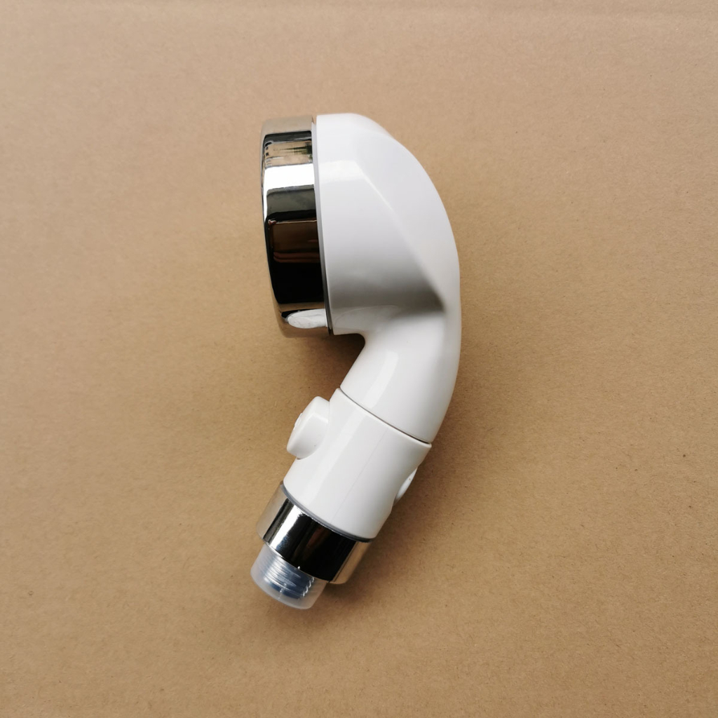 Đầu vòi sen, tay sen tăng áp MINI nhựa ABS siêu bền màu trắng sữa có nút bật tắt nước trên thân tiện lợi