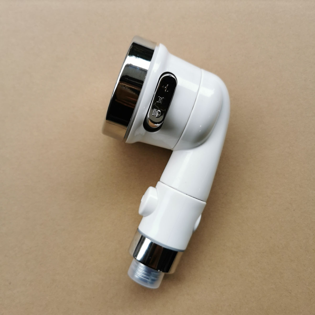 Đầu vòi sen, tay sen tăng áp MINI nhựa ABS siêu bền màu trắng sữa có nút bật tắt nước trên thân tiện lợi