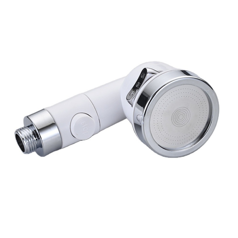 Đầu vòi sen, tay sen tăng áp MINI nhựa ABS siêu bền màu trắng sữa có nút bật tắt nước trên thân tiện lợi