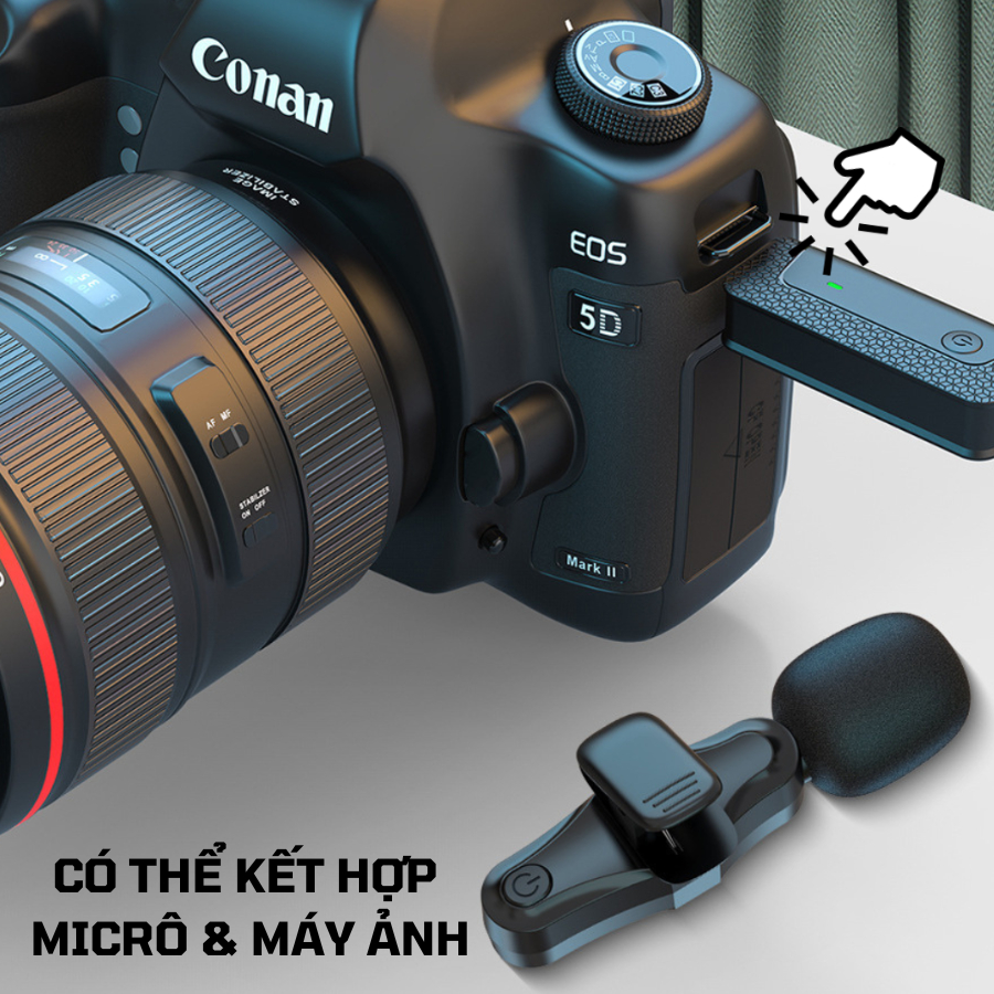 Mic Thu Âm Micro Không Dây Cài Áo Chân 3.5mm Dành Cho Điện Thoại K35Pro