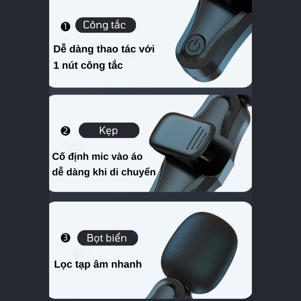 Mic Thu Âm Micro Không Dây Cài Áo Chân 3.5mm Dành Cho Điện Thoại K35Pro