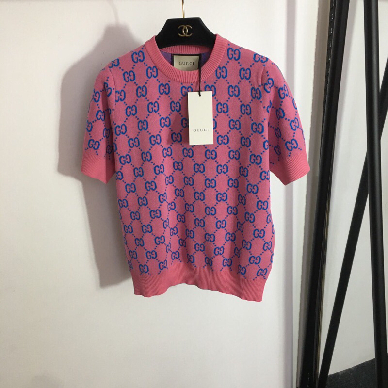 Áo len nữ ngắn tay cổ tròn chất liệu mềm mịn cao cấp GC Gucci