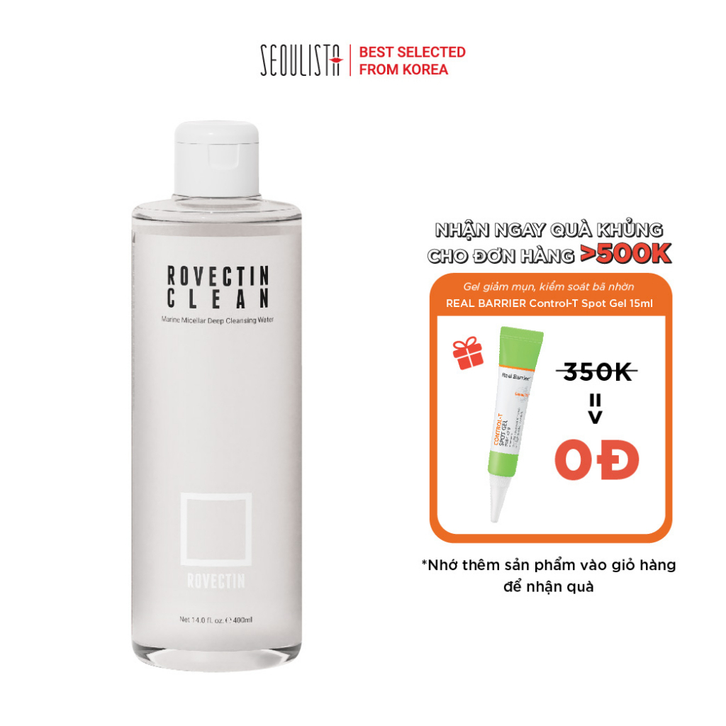 Tẩy trang dạng nước sạch sâu ROVECTIN Clean Marine Micellar Deep Cleansing Water
