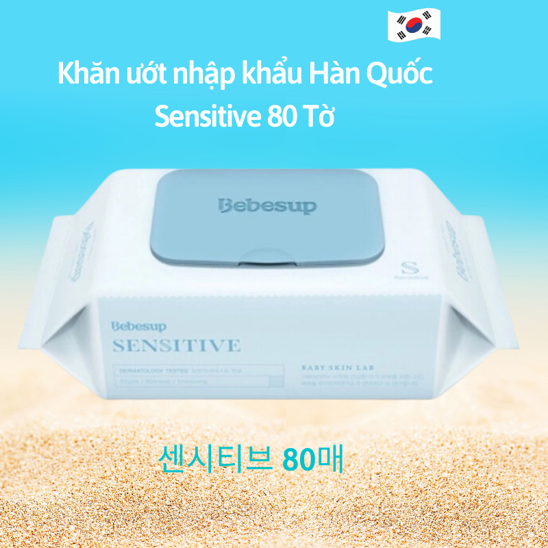 Khăn Ướt Hàn Quốc Sensitive Gói 80 Tờ Thương Hiệu Bebesup