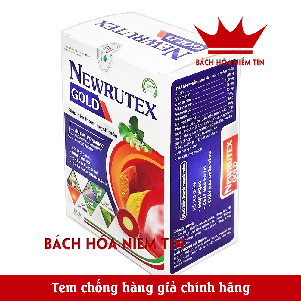 Viên uống giảm đau trĩ Newrutex Gold - giúp bền thành mạch giảm viêm nhiệt miệng, giảm táo bón, tiêu trĩ, nhuận tràng