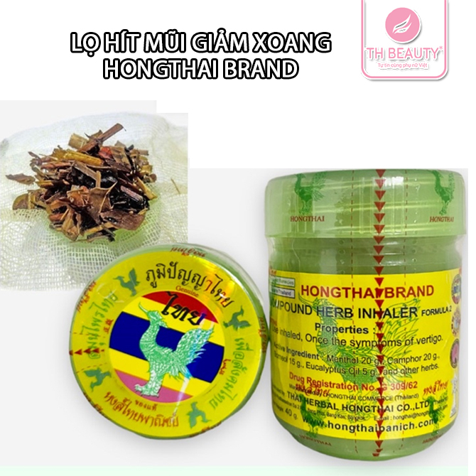 Dầu ngửi thảo dược Hongthai Brand Compound Herb Inhaler Thái Lan, giảm nghẹt mũi, đau nửa đầu, xoang, cảm cúm