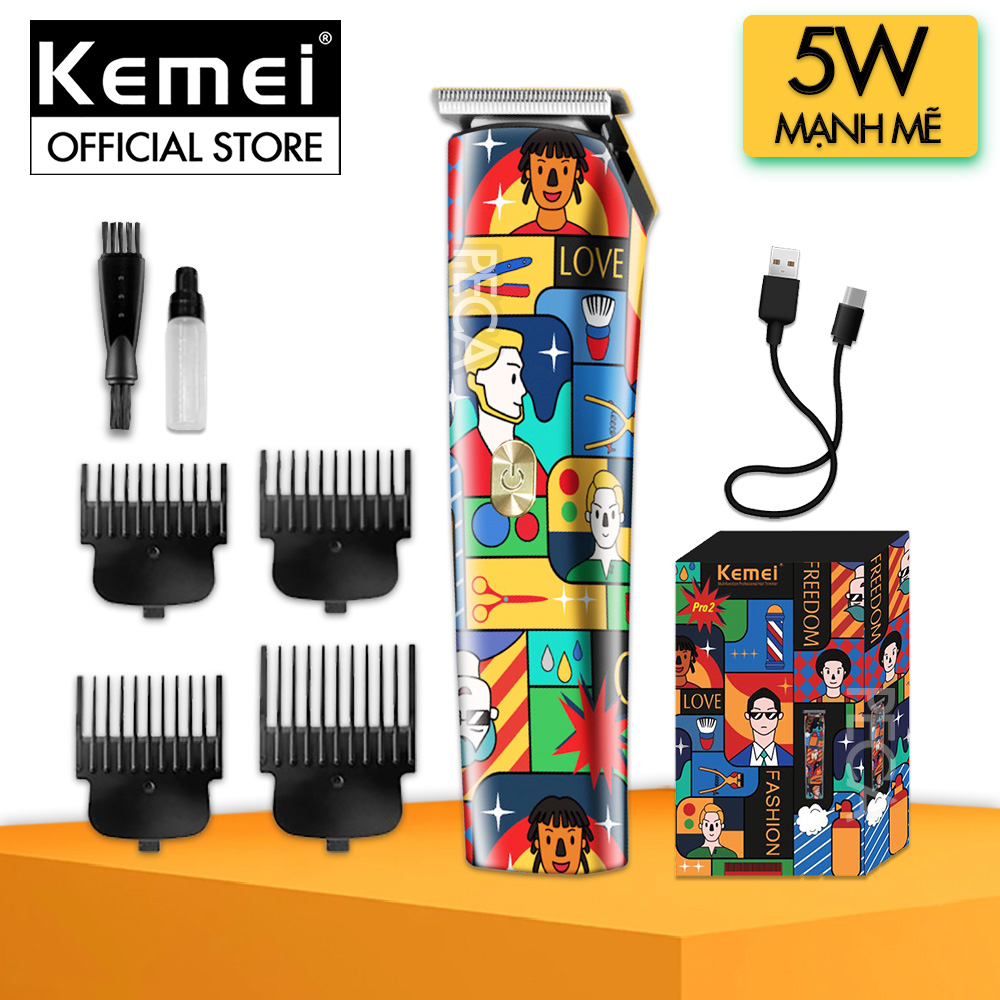 Tông đơ chấn viền Kemei KM-5017H thiết kế độc đáo, có thể cắt tóc, cạo râu, cạo đầu - Hàng chính hãng