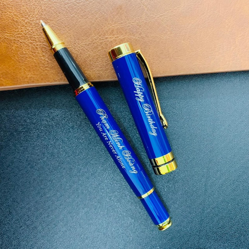 Bút Kim Loại Đậy Nắp Màu Xanh khắc tên, logo theo yêu cầu