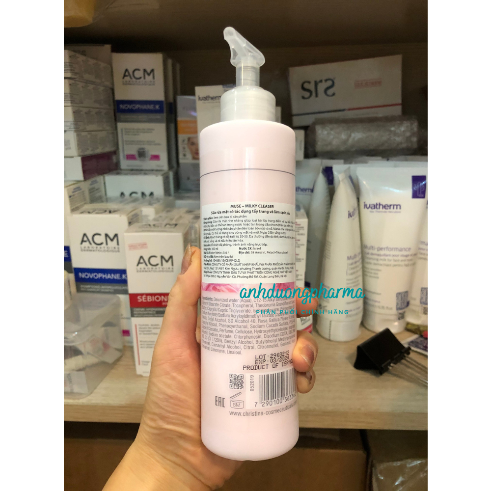 Sữa rửa mặt kiêm tẩy trang Christina MUSE - Milky Cleanser 300ml