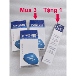 Mua 3 tặng 1 như hình Bao cao su condom - bcs siêu mỏng kéo dài thời gian Powermen Viagra công nghệ Hàn Quốc(hộp12 cái)