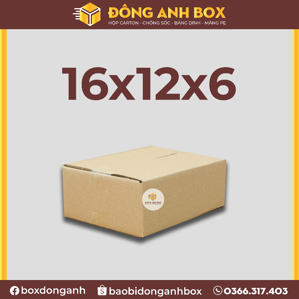 Hộp 16x12x6, hộp giấy đóng hàng, hộp shipcod ,hộp carton giá rẻ tại xưởng
